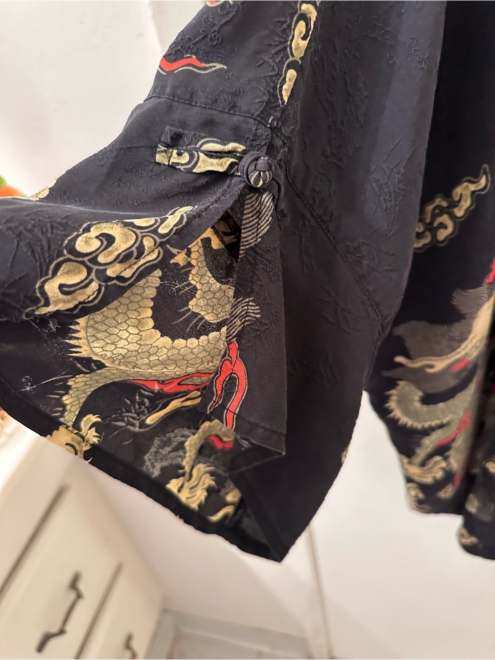 Citron Black Shirt with Red & Gold Cloud Motif - Picture 4 of 4